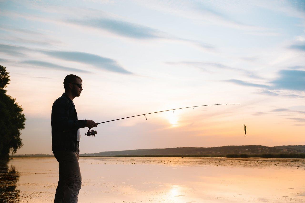 Un brochet attaquant un leurre de surface au lever du jour lors d'une session de pêche estivale au lac.