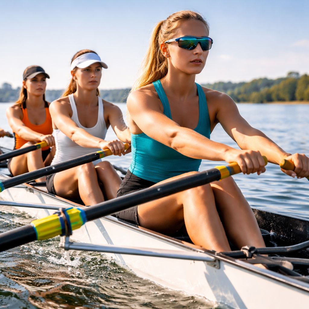 Équipage féminin en action, symbole de force et de grâce en aviron moderne.